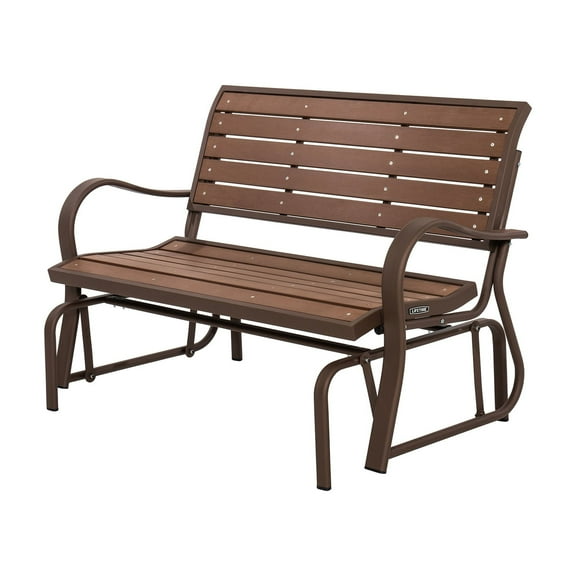 Lifetime Outdoor Glider Bench, Faux Wood, Brown 60290
