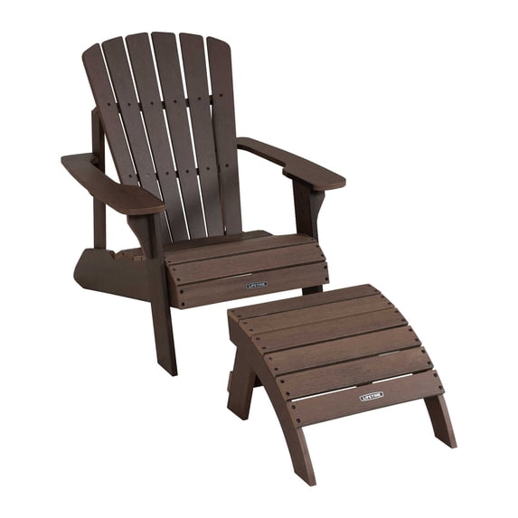 Lifetime Outdoor Polystyrene Adirondack Chair and Table Combo, Rustic Brown (60294)