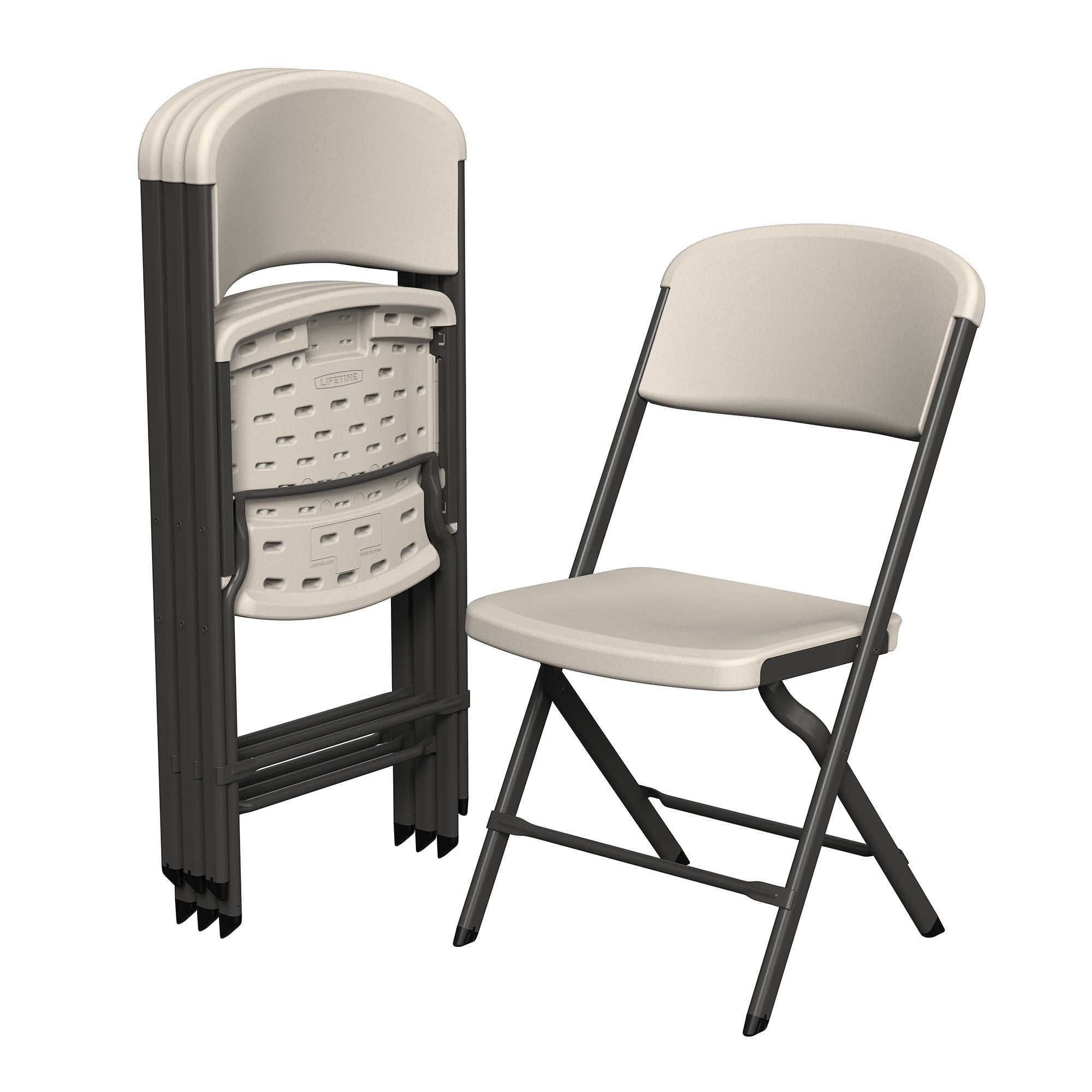 Lifetime Polyethylene Folding Chair - 4 Pack, Indoor/Outdoor (Commercial Grade)- Almond (81157)
