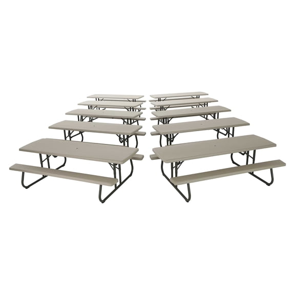 Lifetime Polyethylene Picnic Tables, Rectangle, 96", Putty, Set of 10 (880123)