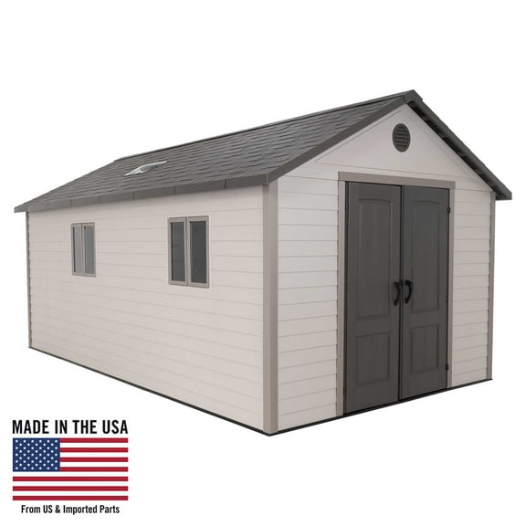 Lifetime Polyethylene Storage Shed 176.9 sq. ft., 11 ft. x 18.5 ft. x 9.3 ft., Tan/Brown (60355)