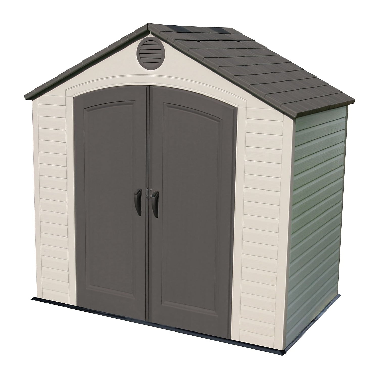 Beige and Brown Polyethylene Outdoor Storage Shed with Windows