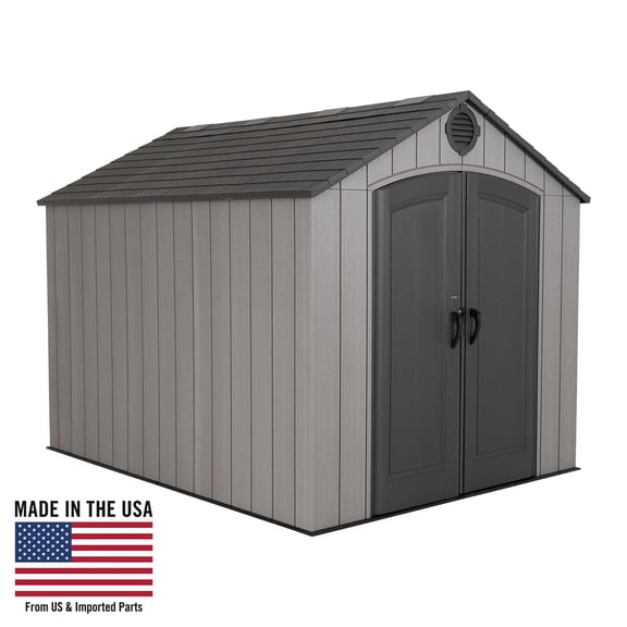 Lifetime Polyethylene Storage Shed, 71.25 sq. ft., 8 ft. x 10 ft. Gray (60356)