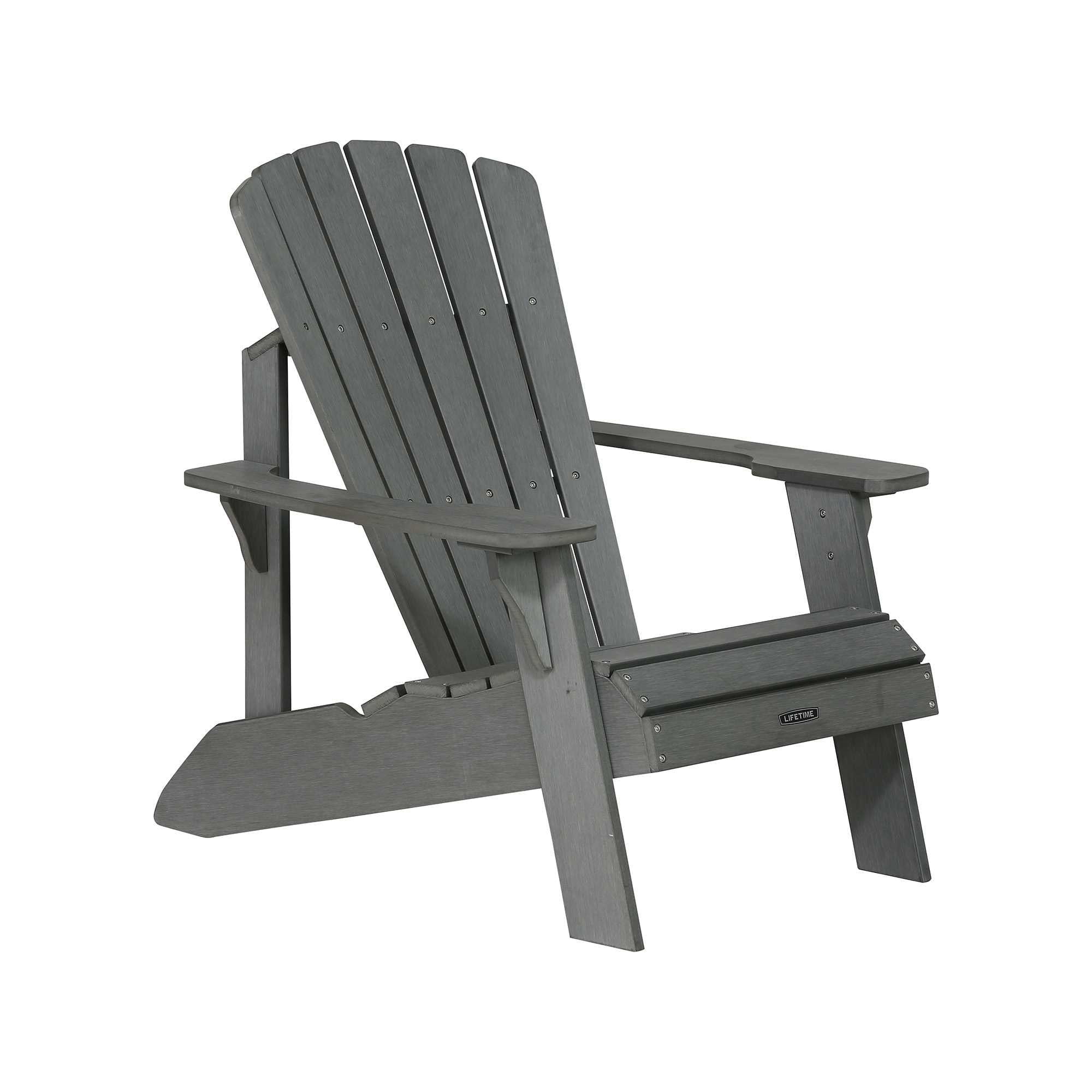 Gray Weather-Resistant Polystyrene Adirondack Chair for Outdoor Use