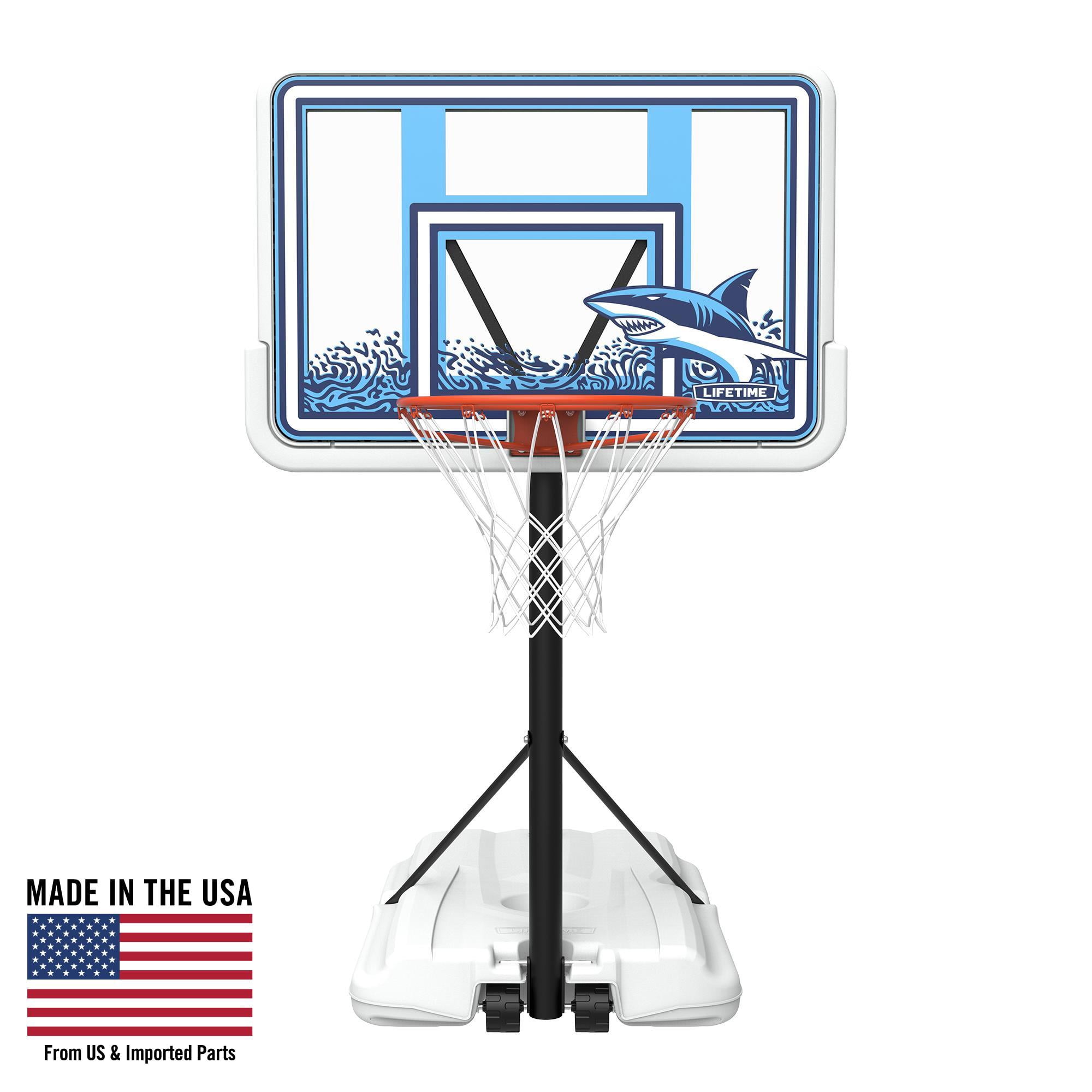 44" Blue and White Polycarbonate Poolside Basketball Hoop
