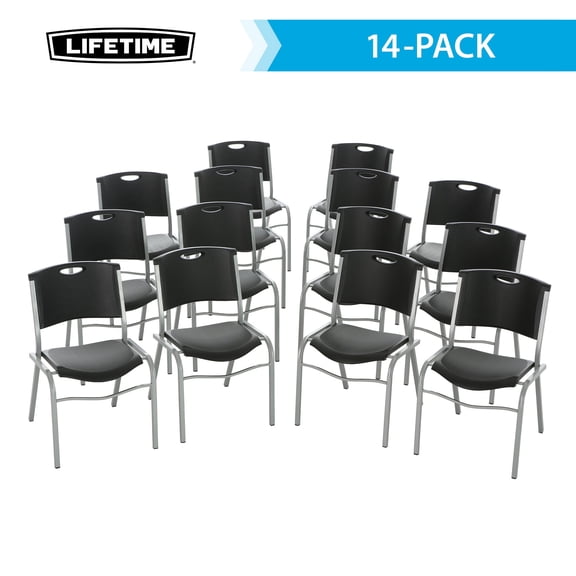 Lifetime Products 250996BK Stacking Chair - Black - Pack of 14