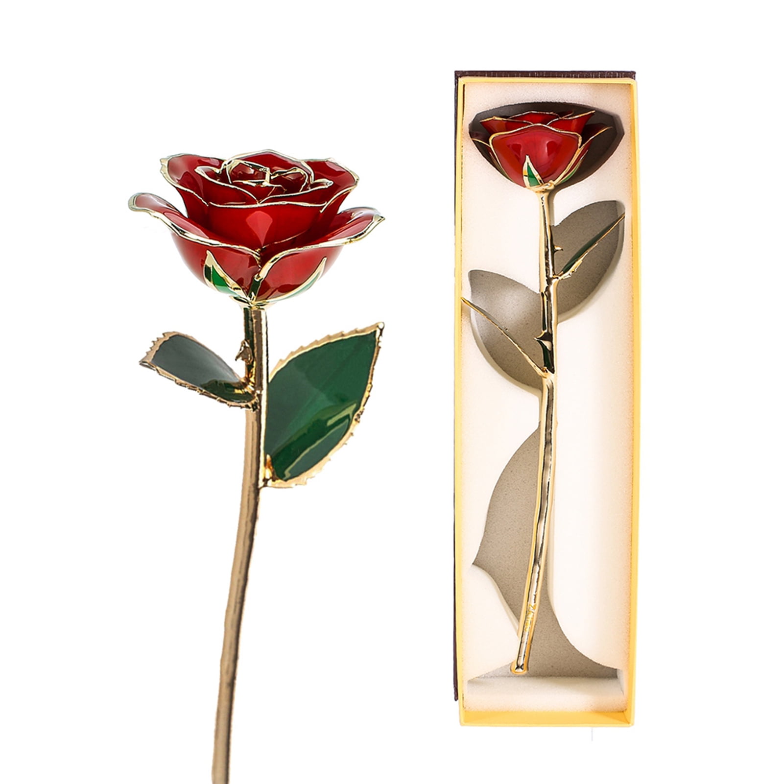 Lifetime Rose Dipped in 24k Gold,Long Stem Dipped 24k Gold Rose in Gift