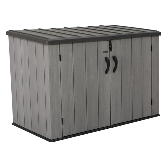 Lifetime Rough-Cut Polyethylene Horizontal DIY Storage Shed, 52" x 42.5" x 75.2", Gray (60489)