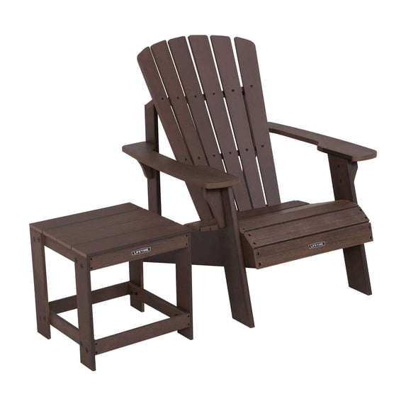 Lifetime Rustic Brown Adirondack Chair and Table Combo