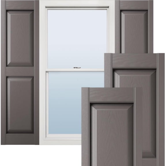 Lifetime Vinyl LP2S12X05900MS Standard Two Equal Panel Vinyls, Raised Panel Vinyl Shutters, w/Installation Shutter-Lok's & Matching Screws (Per Pair), 12"W x 59"H, Musket Brown