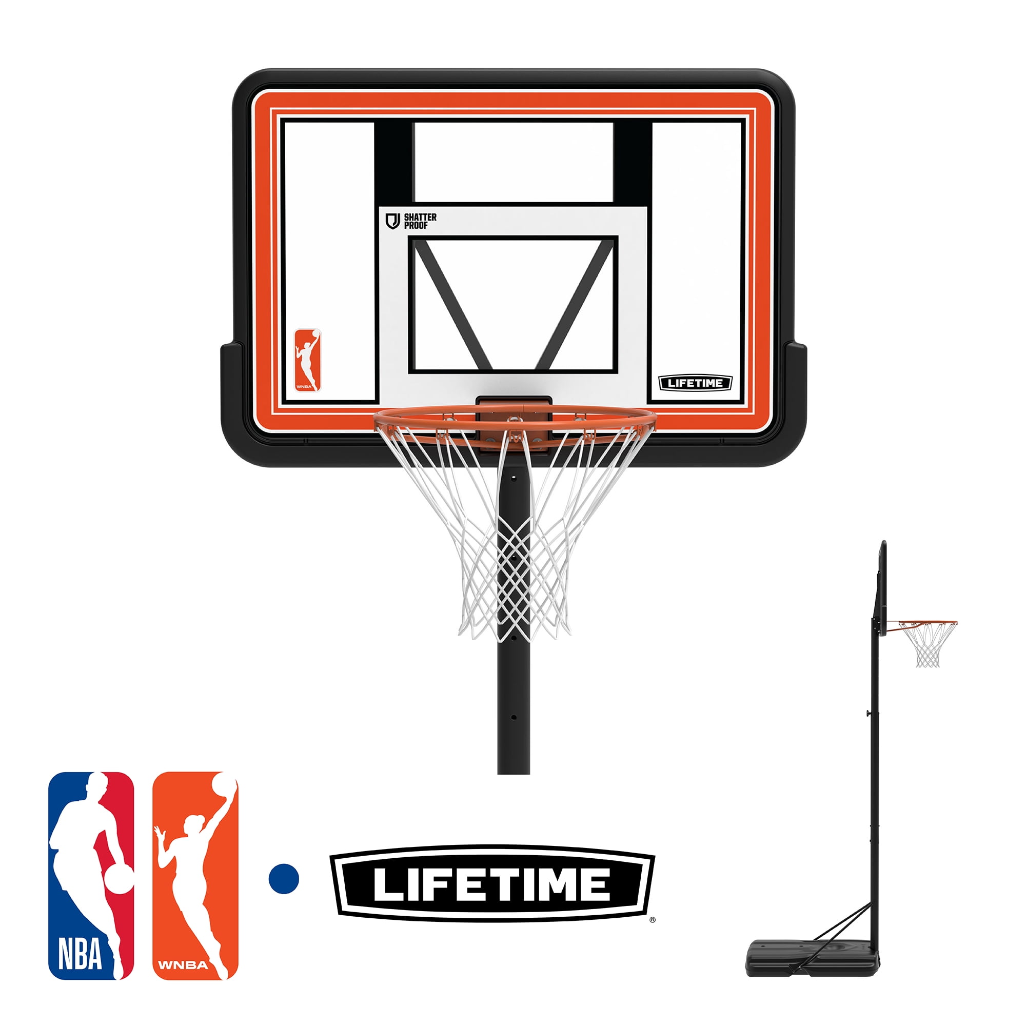 Lifetime WNBA Branded 7.5ft - 10ft Adjustable Height 44" Polycarbonate Portable Basketball System (92107)