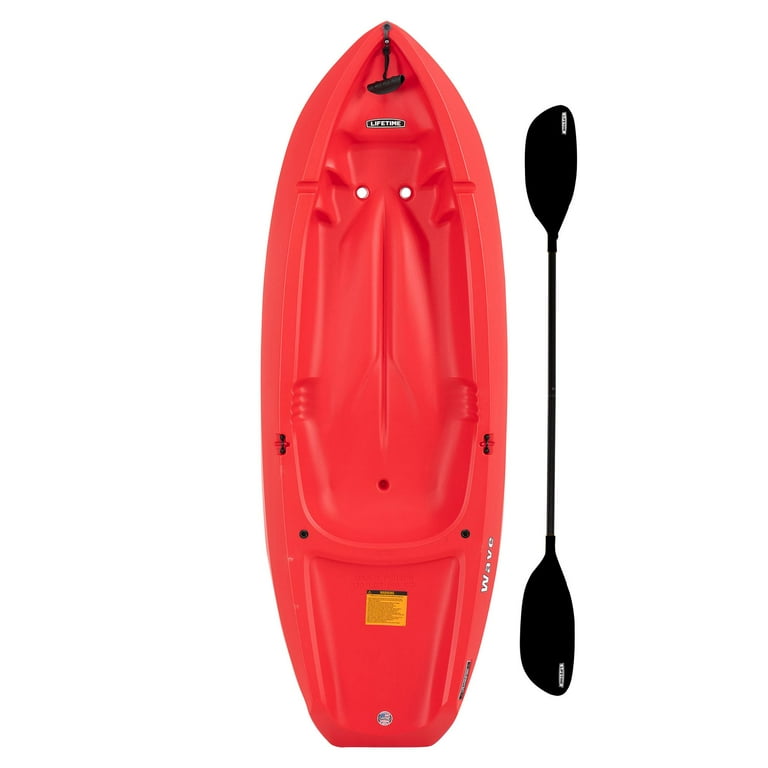 Lifetime Wave 6 ft Youth Sit-On-Top Kayak with Paddle, Fire Red