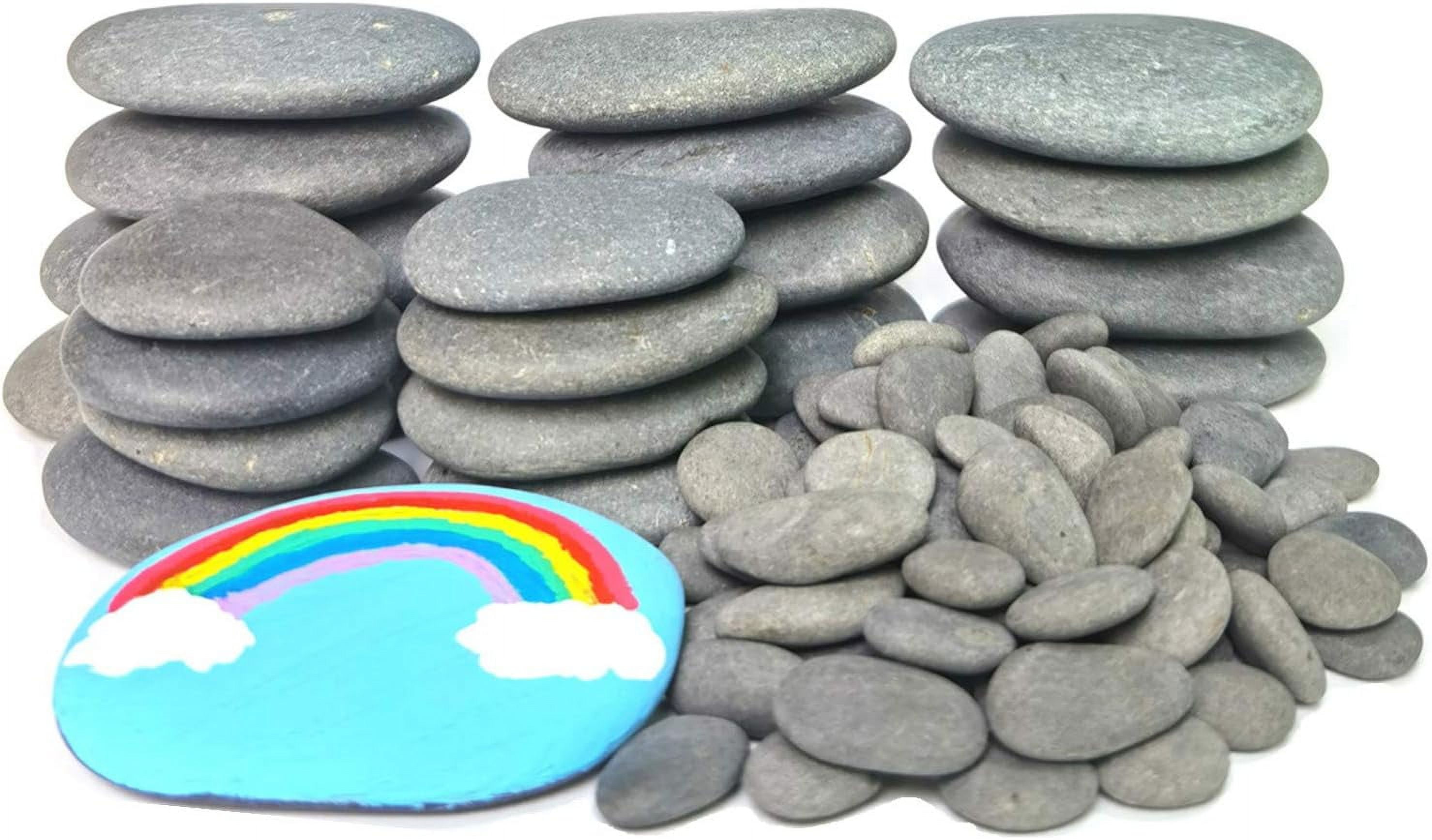 60 Pcs Large Rocks to Paint,River Rocks for Painting, 2-3 Inches DIY Flat  Stones to Paint, Kindness Rocks, Outdoor Garden Rock Art, Family DIY