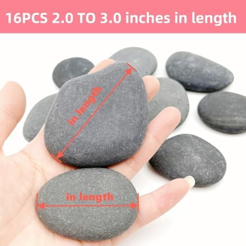 Lifetop 16PCS Painting Rocks, 2"-3" Natural River DIY Rock Flat & Smooth Kindness Rocks for Arts, Crafts, Decoration, Medium Stone for Painting,Hand Picked