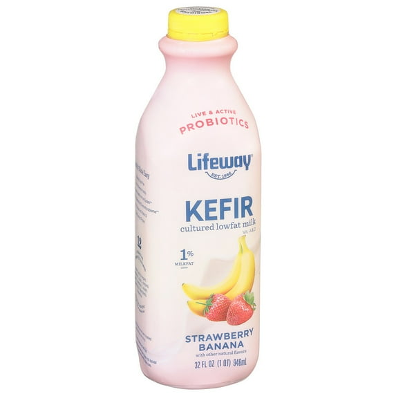 Lifeway Low Fat Milk Kefir, Strawberry Banana, 32 fl oz Bottle