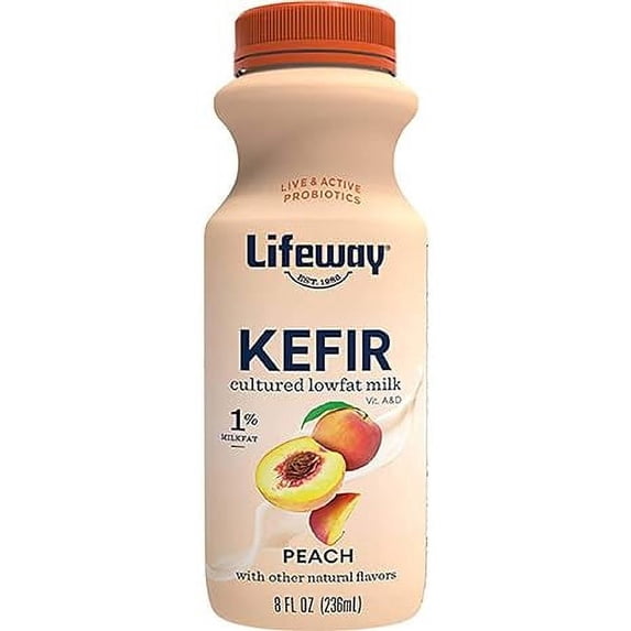 Lifeway Low Fat Peach Kefir, 8 Fluid Ounce - 6 per case.