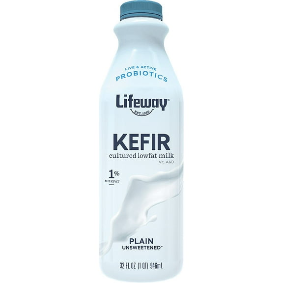 Lifeway, Plain, Unsweetened Cultured Low-fat Milk Kefir, Refrigerated 32 fl oz Plastic Bottle