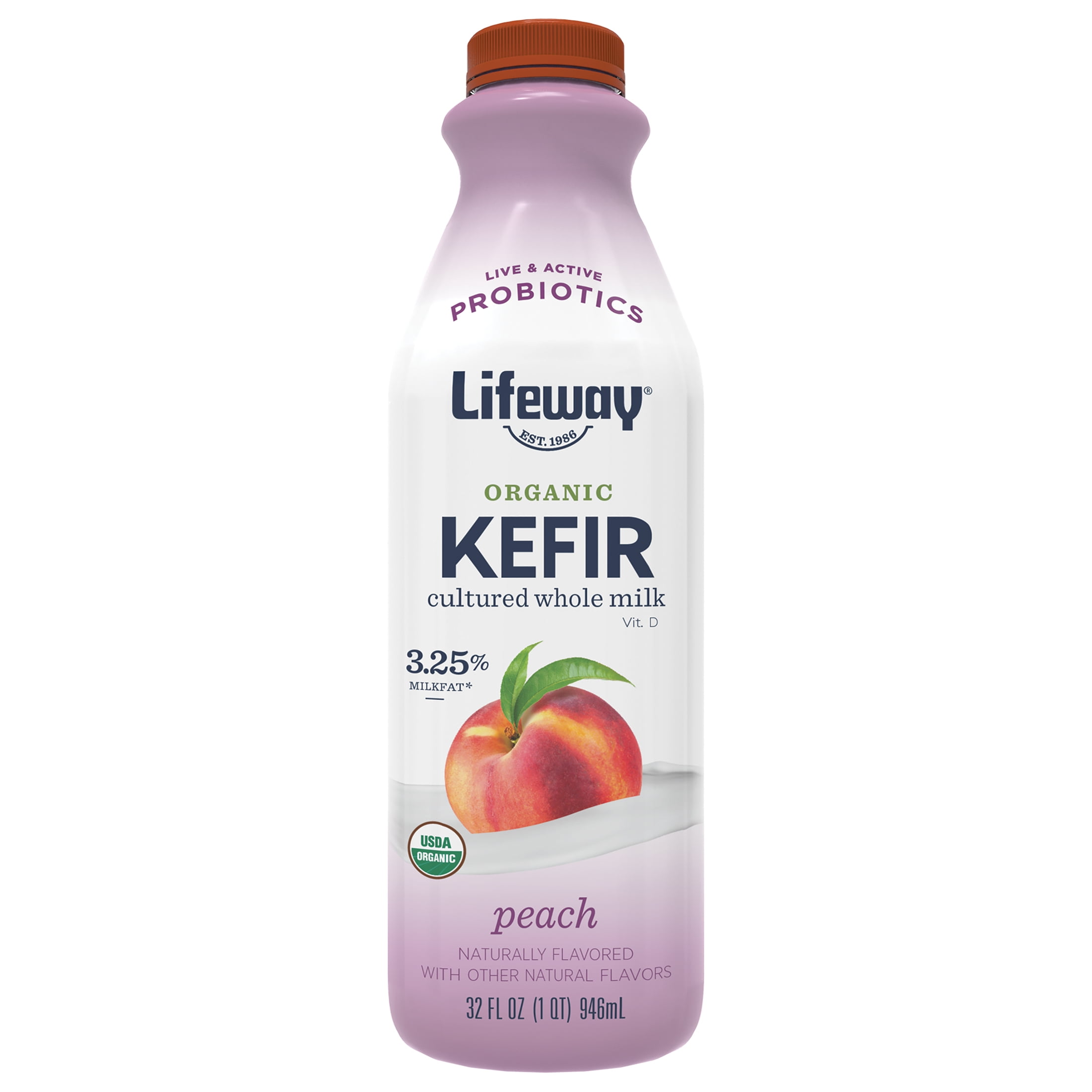 Lifeway Organic Whole Milk Peach Kefir, 32 fl oz