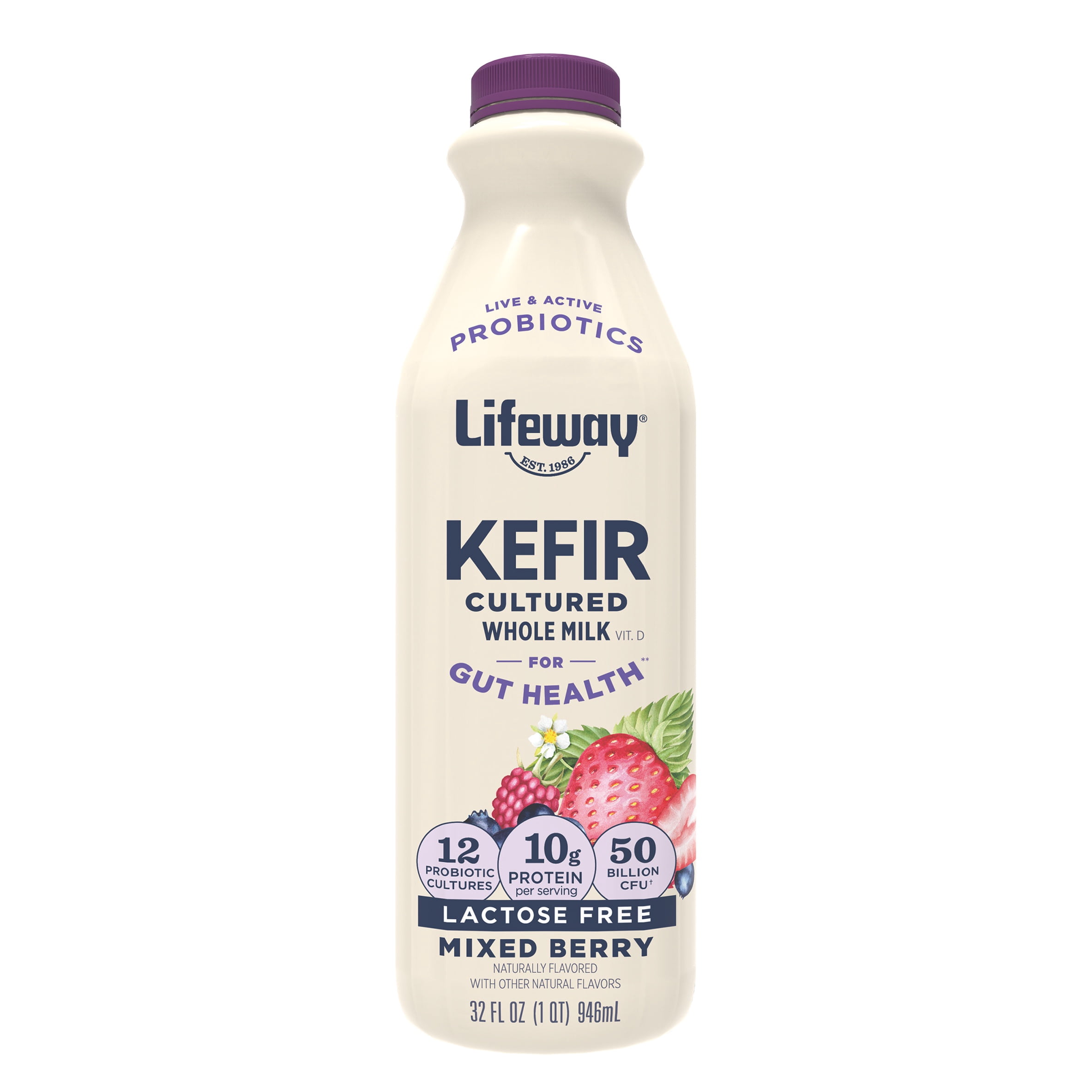 Lifeway Kefir Raspberry Lifeway Whole Milk Mixed Berry Kefir, 32 fl oz bottle - Walmart.com