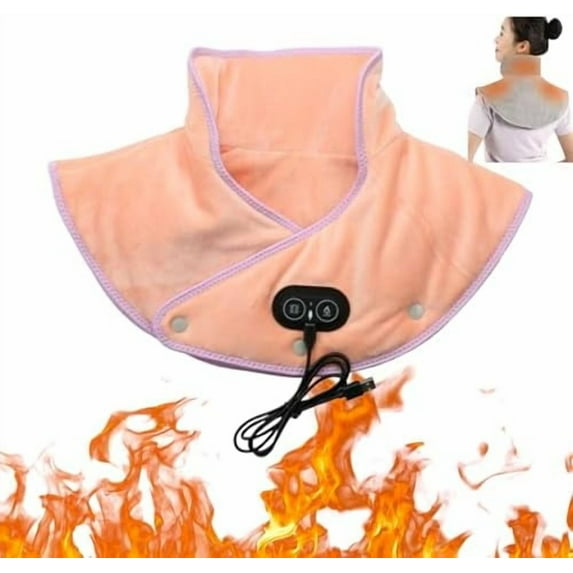 Lifeweb Thermaease Pro Heated Neck Shoulder Wrap Massager with 3 Heat & Vibration Modes, USB Portable Heating Fast Warming Auto Shut Off, Gray Pink Yellow Purple