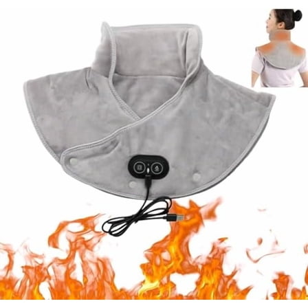 Lifeweb Thermaease Pro Heated Neck Shoulder Wrap Massager with 3 Heat & Vibration Modes, USB Portable Heating Fast Warming Auto Shut Off, Gray Pink Yellow Purple