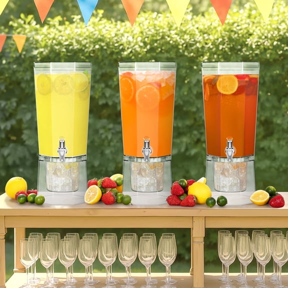 Lifewit Party Beverage Dispenser(3 pcs), 1 Gallon Plastic Drink Dispenser, Ice Chilled Juice Containers with Lid for Lemonade/Soda/Tea, BPA Free