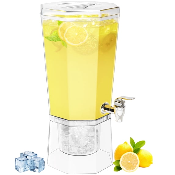 Lifewit Party Beverage Dispenser, 1 Gallon Plastic Drink Dispenser, Ice Chilled Juice Containers with Lid for Lemonade/Soda/Tea, BPA Free
