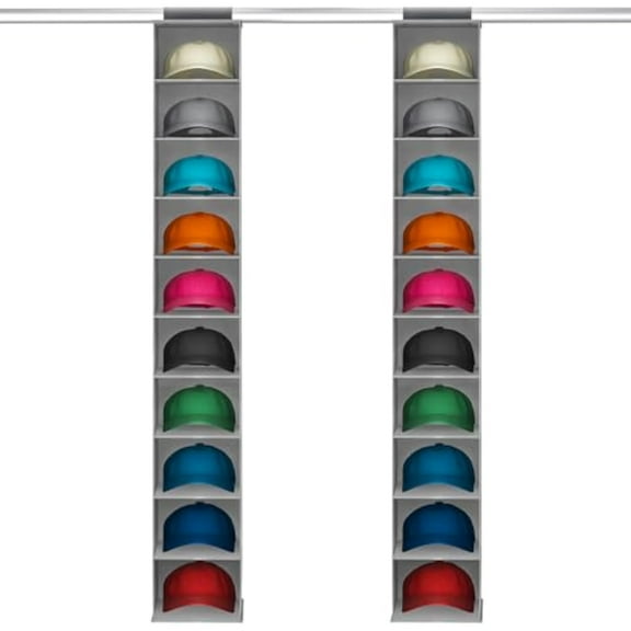 Lifewit 10 Compartments Hat Organizer for Baseball Caps, 2 Packs Hat Racks Hanging Storage organizer, Non-Woven Fabric Display Shelf Holds Up to 40 Hats, Cap Holder Hanger for Closet, Bedroom, Gray