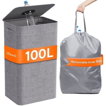 Magicheap Recycling Bins for Kitchen, 26 Gallon (100L) Recycle Bin with Bamboo lid... Magicheap Recycling Bins for Kitchen, 26 Gallon (100L) Recycle Bin with Bamboo lid...