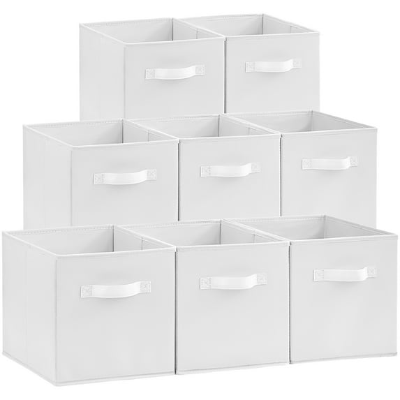 Lifewit 11 Inch Storage Cubes, 8 Packs Cube Storage Bins, Foldable Fabric Bins, Multi-color Organizers Decorative Organizing Baskets for Shelves for Closet, Utility Room, Storage Room, White