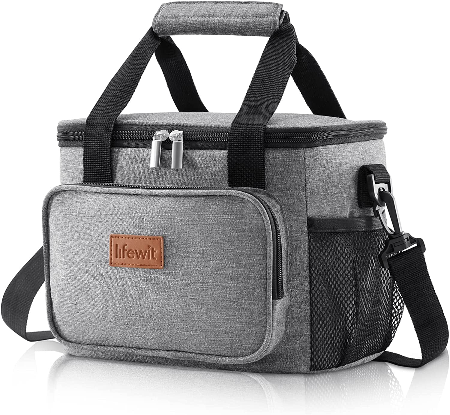 Lifewit 12-Can (8.5L) Large Lunch Bag Insulated Lunch Box Soft Cooler, Gray  Shoulder strap