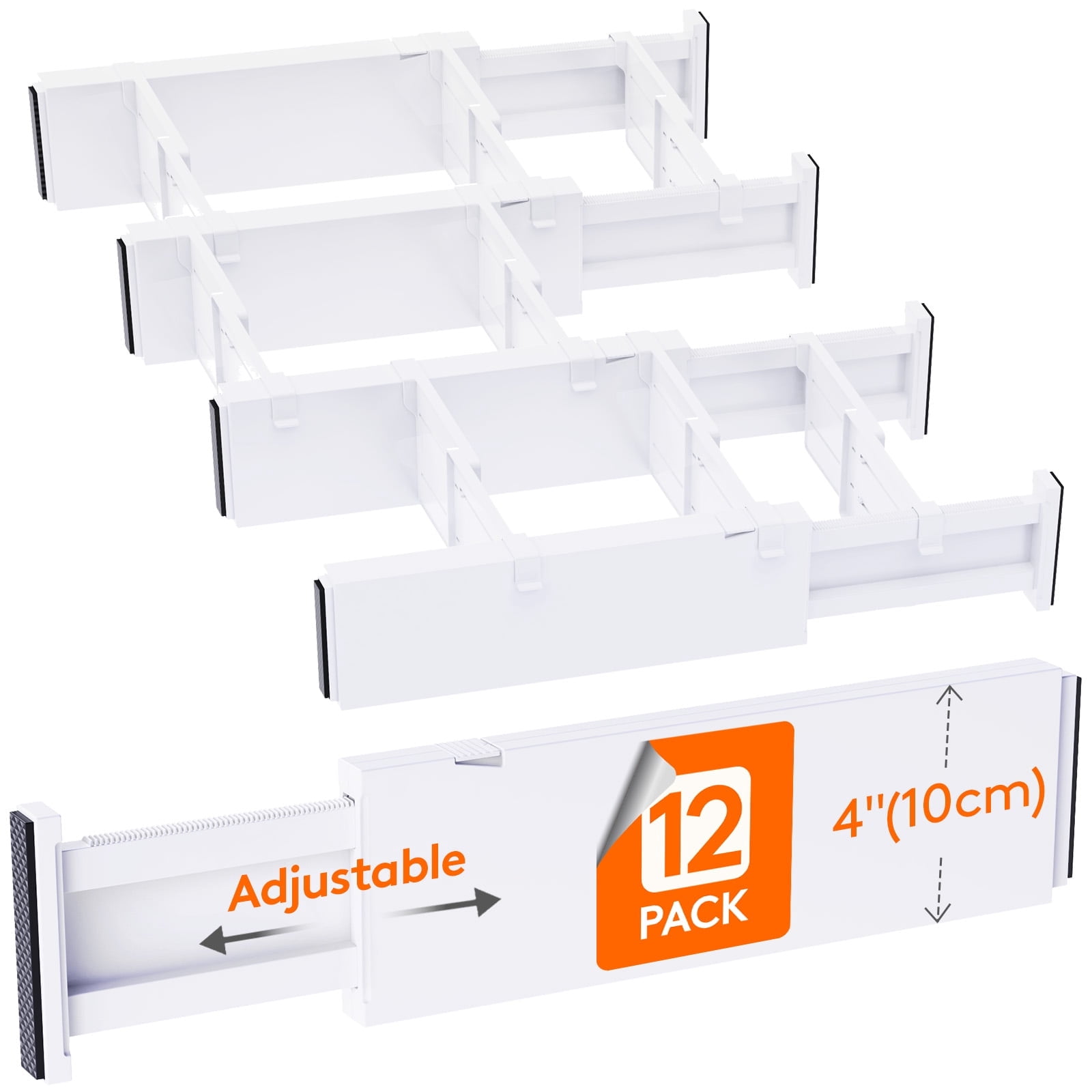 Lifewit 12 Pack Drawer Dividers 4" High, 13.5"-22" Adjustable Drawer ...