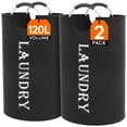 thumbnail image 1 of Lifewit 120L 2-Pack Large Laundry Basket, Collapsible Laundry Hamper with Aluminum Handles, Waterproof Freestanding Dirty Clothes Hampers for Laundry Room Bedroom Dorm Bathroom, Black, 1 of 8