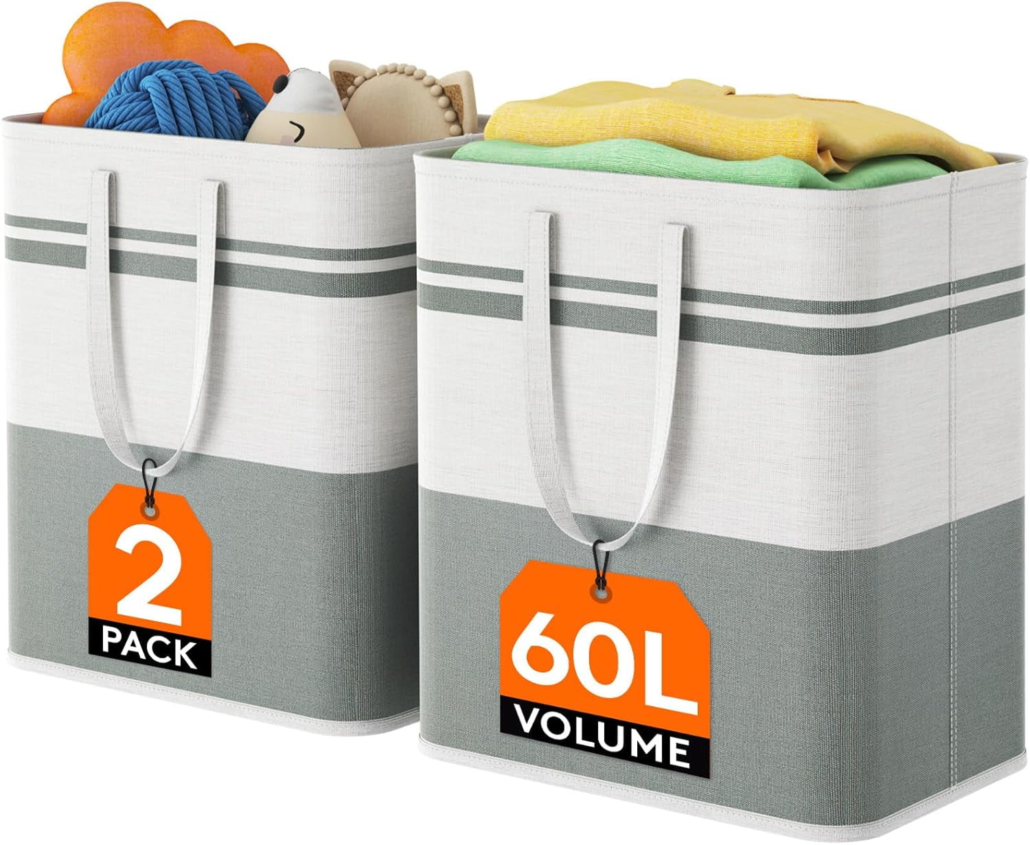 Lifewit 2 Pack 60L Large Freestanding Laundry Hamper, Collapsible ...