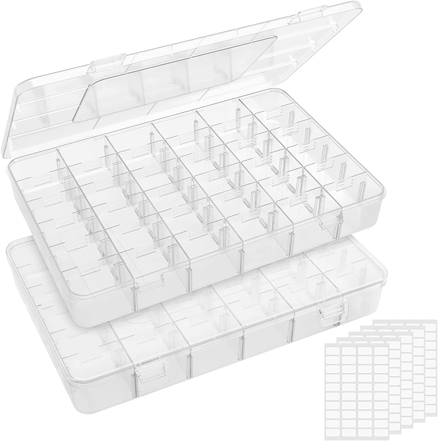 2 Pack 36 Grids Clear Plastic Organizer Box with Adjustable Dividers, Small  Craft Organizers and Storage, Compartment Container for Bead, Nail