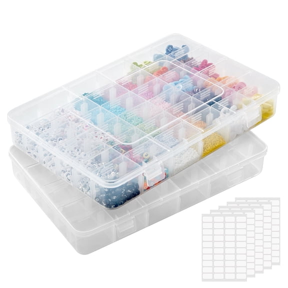 Lifewit 2 Pack Bead Organizer, 36 Compartments Storage Box, Bead Storage Containers with Adjustable Dividers