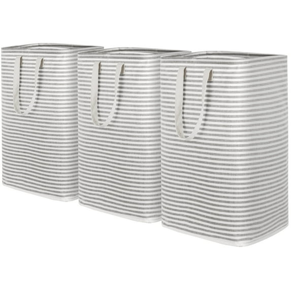 Lifewit 3 Pack Laundry Hamper Large Collapsible Laundry Baskets, Freestanding Waterproof Grey