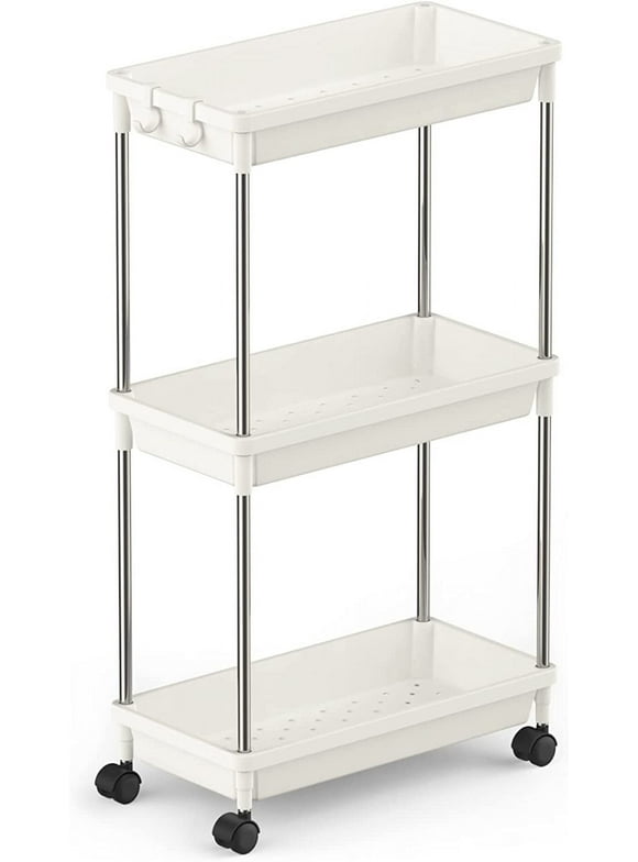 Lifewit 3 Tier Rolling Cart for Narrow Space, Utility Cart, White