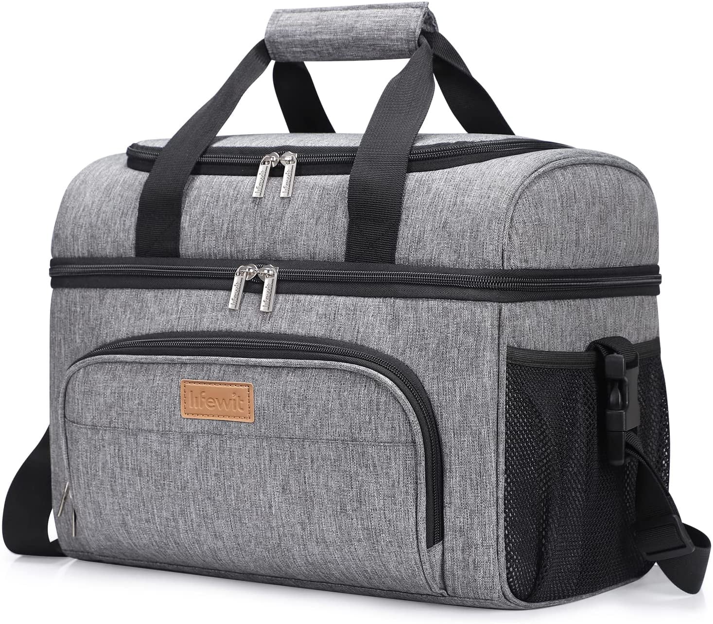 Lifewit 32 Can Soft Cooler Bag Lightweight Portable Cooler Tote Double Layer, Gray, Men's, Size: Large