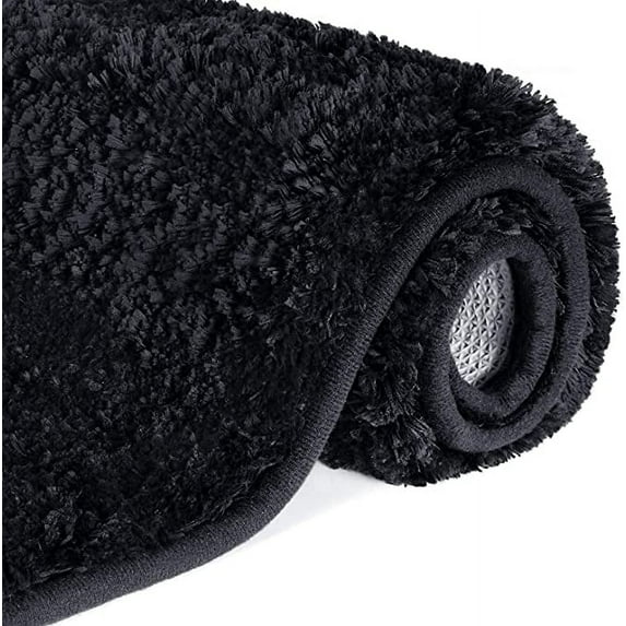Lifewit 32" x20" Bathroom Rug Mat Plush Microfiber, Non-Slip, Water Absorbent, Black