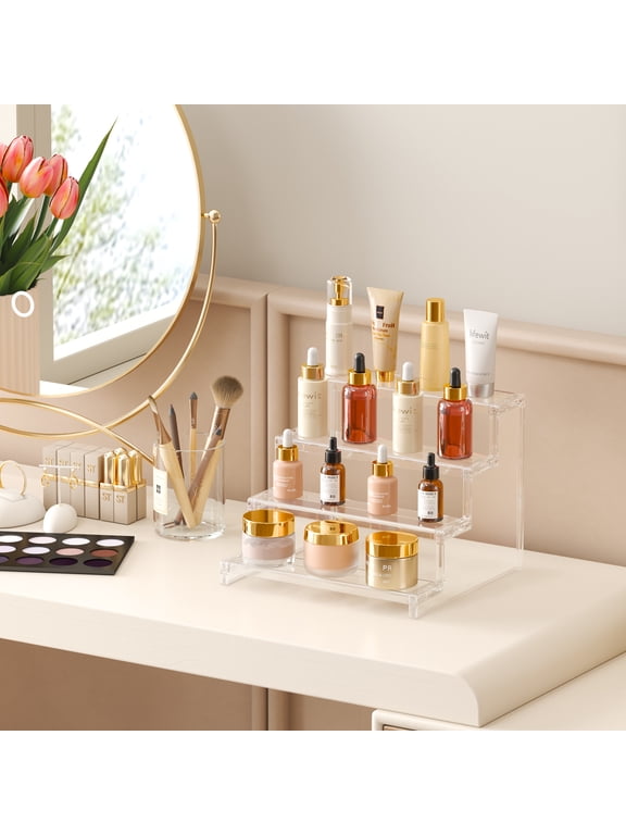 4 Tier Clear Display Risers Stand, Plastic Risers for Display, Plastic Organizers