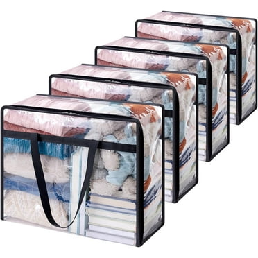 Lifewit 4 Pack Clear Clothes Storage Bags, 40L Plastic Blanket Storage Bags, Vinyl Foldable Moving Bags with Zipper, Closet Organizers and Storage Containers for Bedding, Duvet, Comforter