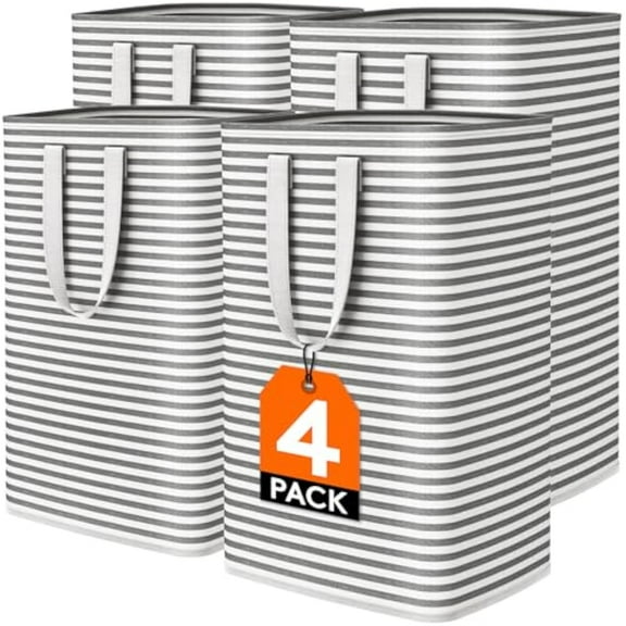Lifewit 4 Pack Laundry Basket Collapsible Laundry Hamper, Large Freestanding Clothes Hamper for Laundry with Easy Carry Handles for Laundry Room Bathroom Bedroom Dorm for Adult, Black, 4 x 80L