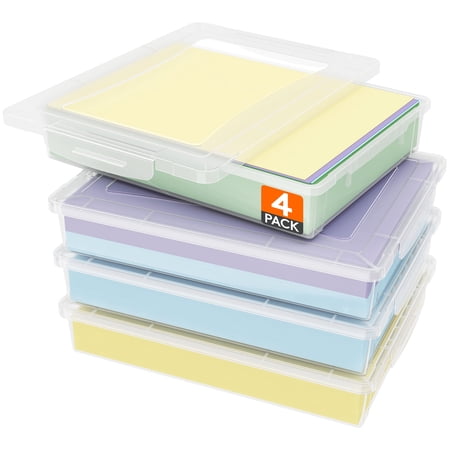 Lifewit Paper Storage Box, 8.5" x 11" Paper Storage Containers, 4 pack Plastic File Box, Document Containers