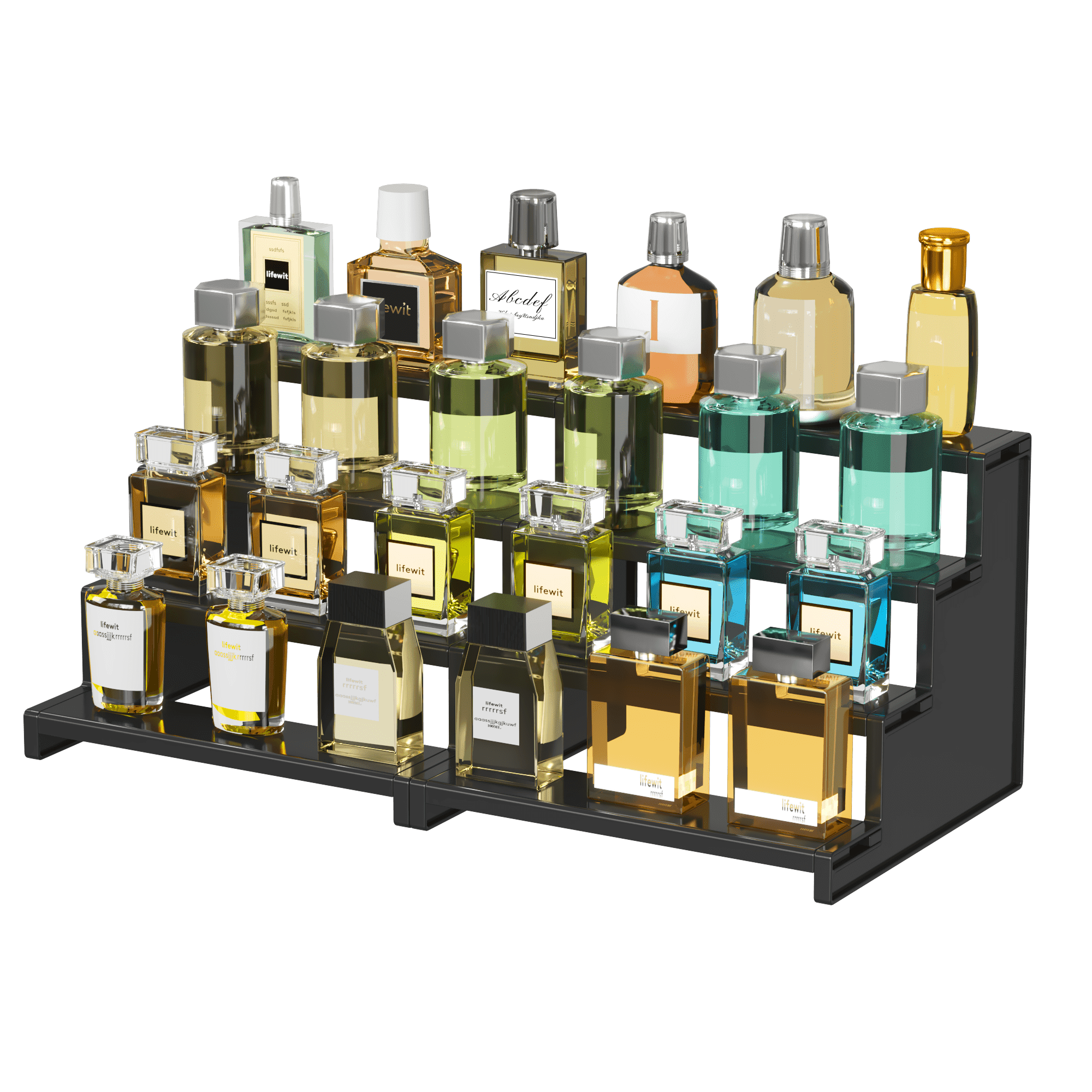 Lifewit 4 Tier Black Display Risers Stand, Plastic Cologne Organizer ...