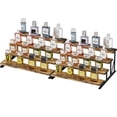 thumbnail image 1 of Lifewit 4-Tier Wooden Dispaly Riser with Metal Stand, 13.9 Inch Step Cologne Stand, Perfume Organizer, Display Shelf for Fragrance, Skincare, Figurine, Spice, Tabletop, Cabinet, 2 Sets, Rustic Brown, 1 of 10
