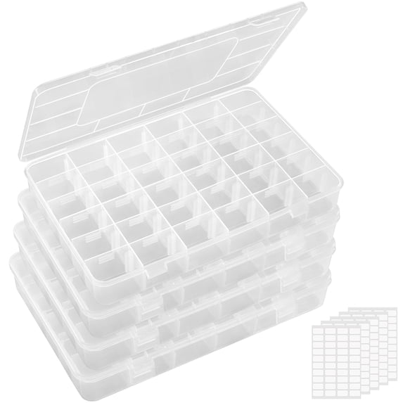 Lifewit 4 pack Bead Organizer, 36 Compartments Storage Box, Bead Storage Containers with Adjustable Dividers