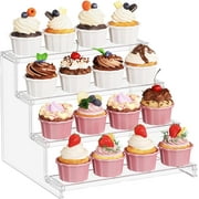 Lifewit 4 tier Clear Cupcake Stand, Display Shelf for Cupcake, Desserts, Figurines, Display Risers Stand for Holiday, Birthday, Wedding Party Decor,1-Pack,12inch