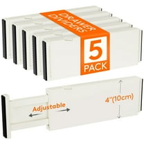 Lifewit 5 Pack Drawer Dividers 4" High, 11-17" Adjustable Dresser Drawer Organizers f/ Clothes, Expandable Dresser Separators in Bedroom/Bathroom/Kitchen/Vanity/Office Organization and Storage, Beige