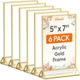 thumbnail image 1 of Lifewit 6 Pack 5x7 Sign Holder with Gold Borders, Clear Vertical Double-Sided Stand, Plastic Menu Holders, Table Number Holders Picture Frames for Wedding, Party, Restaurant Decor, 1 of 5